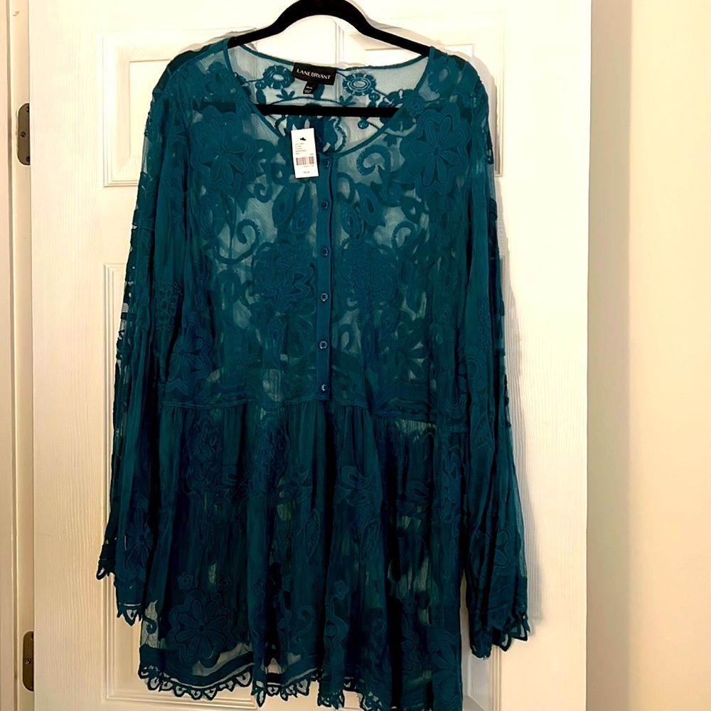 Lane Bryant Lace Emerald Blouse